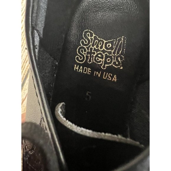 Vtg Small Steps Infant Toddler Shoes Boy Sz 5 Black Oxford Wingtip Made In USA - Picture 6 of 6